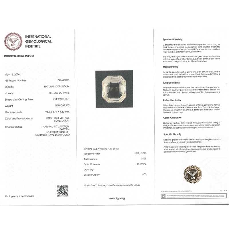 5.18 Cts. White Sapphire Loose Gemstone
