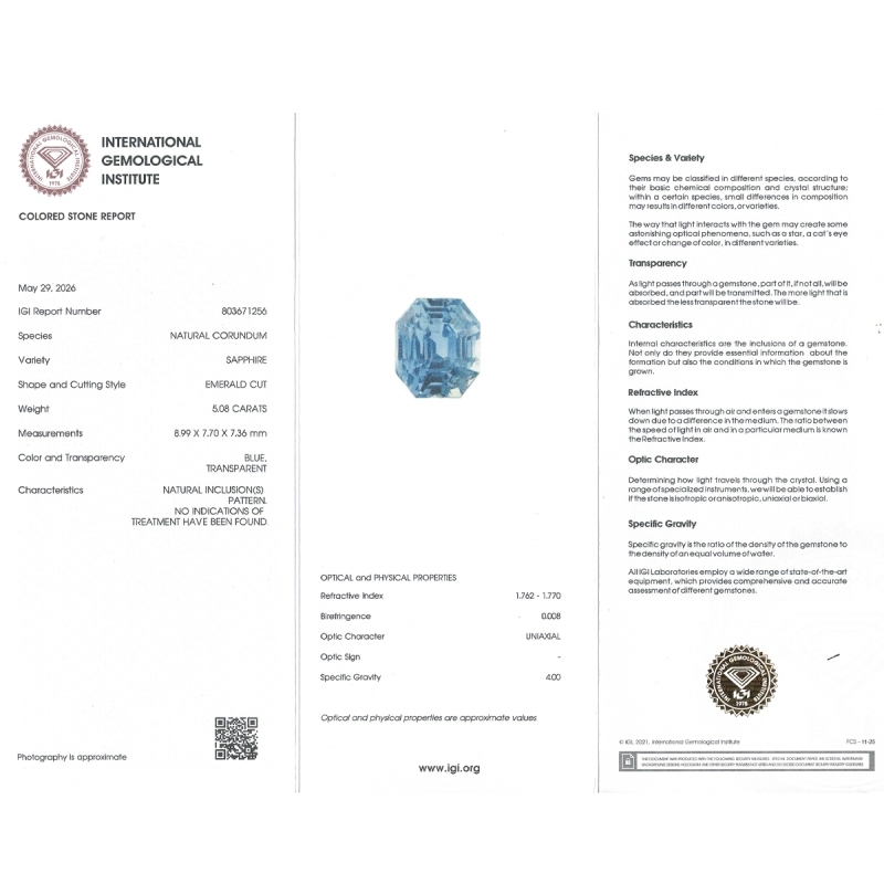5.08 Cts. Blue Sapphire Loose Gemstone